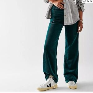 Rolla's Heidi Green Corduroy High Rise Loose Straight Pants